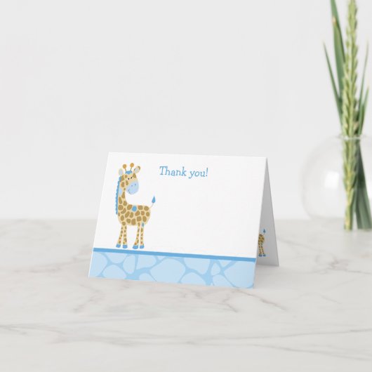 Giraffe Bleue Plier Merci Note (Devant)
