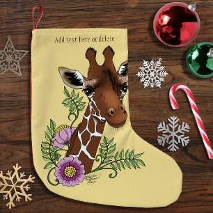 Giraffe Bloemen Geel Schattig Wilde Dieren Kleine Kerstsok