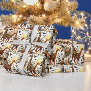 Giraffe Bloemen Waterverf Cadeaupapier