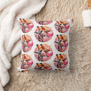 Giraffe Blowing Bubblegum Print Kussen