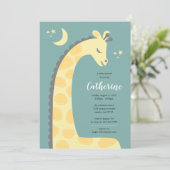 Giraffe Blue Arrière - plan Baby shower Invitation (Debout devant)