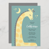 Giraffe Blue Arrière - plan Baby shower Invitation (Devant / Derrière)