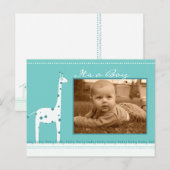 Giraffe Blue C'est un garçon faire-part (Devant / Derrière)