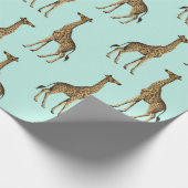 Giraffe Blue en Golden Cadeaupapier (Hoek)