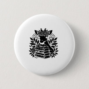 Giraffe Boekenwurm Bibliotheek Boekenleesbibliothe Ronde Button 5,7 Cm