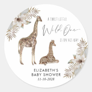 Giraffe Boho Waterverf Baby shower Ronde Sticker
