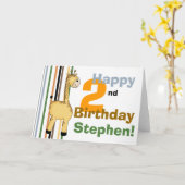Giraffe :: Bonne 2e carte d'anniversaire (Fleur jaune)