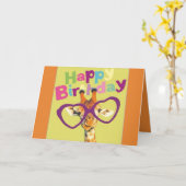Giraffe Bonne Carte d'Anniversaire (Fleur jaune)
