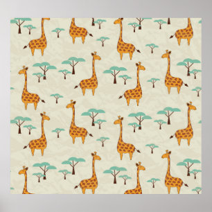 Giraffe boom  patroon. poster