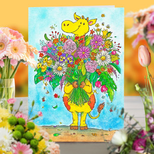 Giraffe bouquet wenskaart van Nicole Janes Kaart