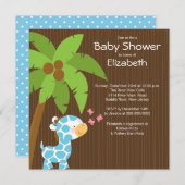 Giraffe Boy Baby Shower-uitnodigingen van de moder Kaart (Voorkant / Achterkant)