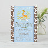 Giraffe Boy Blue Baby shower Uitnodiging (Staand voorkant)