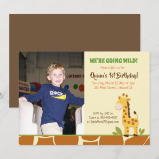Giraffe Boy or Girl Zoo Invitation d'anniversaire
