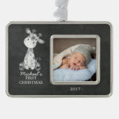 Giraffe Boys Baby's Eerste Kerstmis Foto Ornament (Voorkant)
