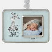 Giraffe Boys Baby's Eerste Kerstmis Foto Ornament (Voorkant)