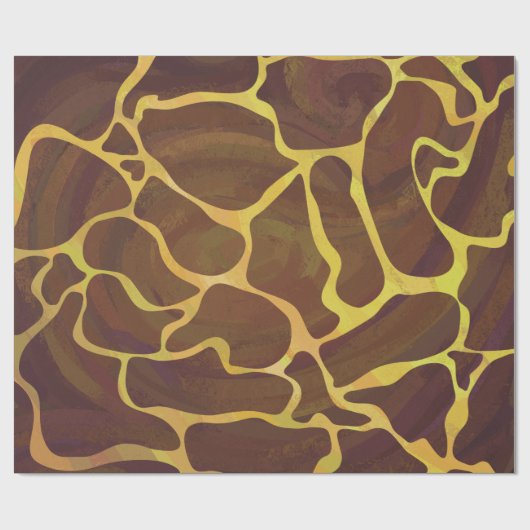 Giraffe Brown and Yellow Print Cadeaupapier (Vlak)