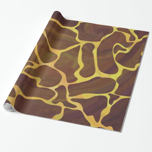 Giraffe Brown and Yellow Print Cadeaupapier (Uitgerold)
