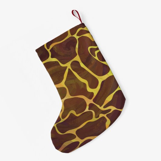 Giraffe Brown and Yellow Print Kleine Kerstsok (Achterkant (Hangend))