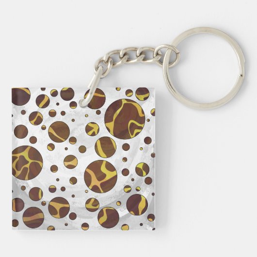 Giraffe Brown and Yellow Print Sleutelhanger (Achterkant)