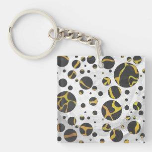 Giraffe Brown and Yellow Print Sleutelhanger