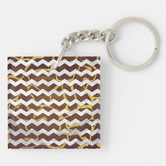 Giraffe Brown and Yellow Print Sleutelhanger (Achterkant)