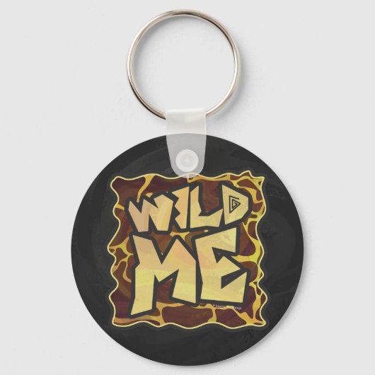 Giraffe Brown and Yellow Print Sleutelhanger (Voorkant)