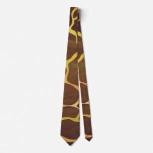 Giraffe Brown and Yellow Print Stropdas