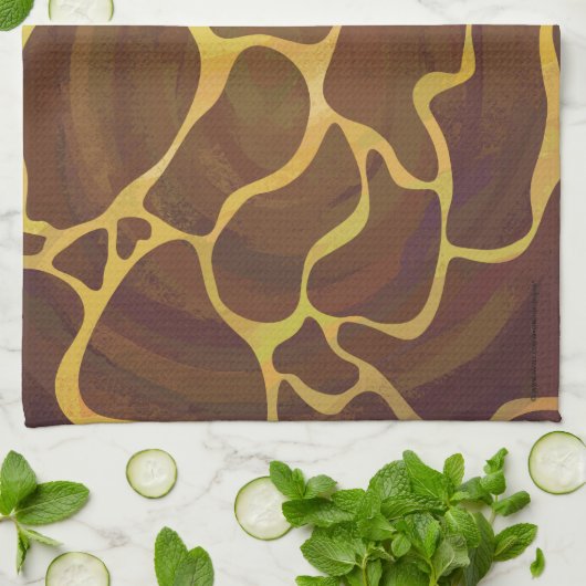 Giraffe Brown and Yellow Print Theedoek (Gevouwen)