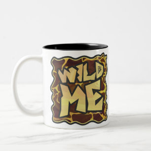 Giraffe Brown and Yellow Print Tweekleurige Koffiemok