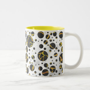 Giraffe Brown and Yellow Print Tweekleurige Koffiemok