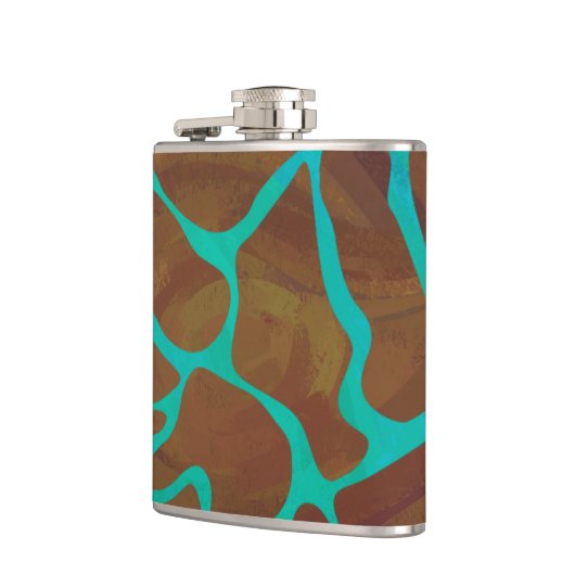 Giraffe Brown en Blauwgroen print Heupfles (Links)