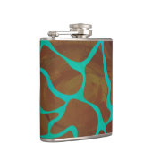 Giraffe Brown en Blauwgroen print Heupfles (Rechts)