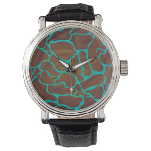 Giraffe Brown en Blauwgroen print Horloge
