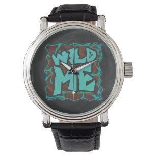 Giraffe Brown en Blauwgroen print Horloge