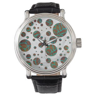Giraffe Brown en Blauwgroen print Horloge