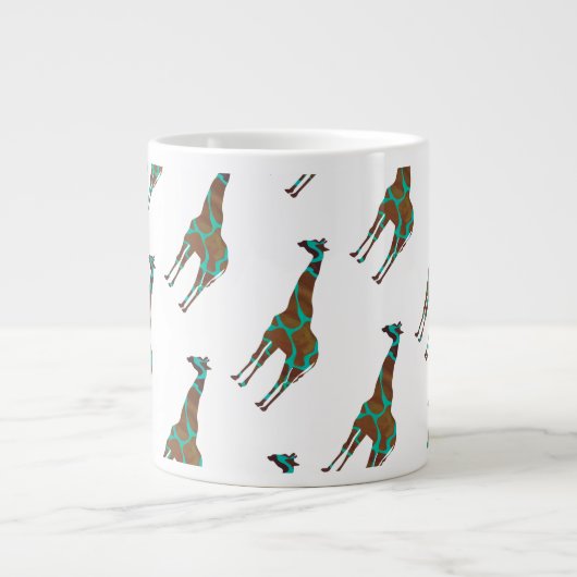 Giraffe Brown en Blauwgroen print Jumbo Beker (Voorkant)
