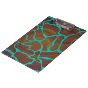 Giraffe Brown en Blauwgroen print Klembord