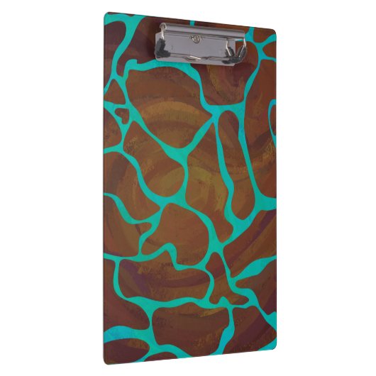 Giraffe Brown en Blauwgroen print Klembord (Rechts)