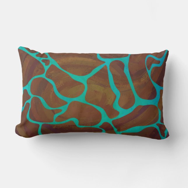 Giraffe Brown en Blauwgroen print Kussen (Voorkant)