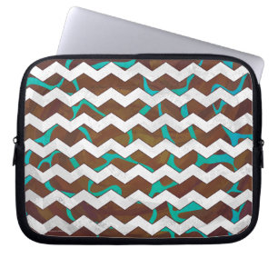 Giraffe Brown en Blauwgroen print Laptop Sleeve