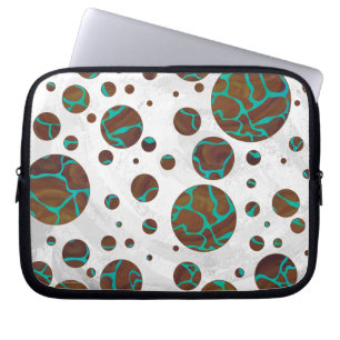 Giraffe Brown en Blauwgroen print Laptop Sleeve
