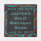 Giraffe Brown en Blauwgroen print Magneet (Voorkant)