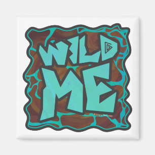 Giraffe Brown en Blauwgroen print Magneet