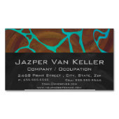 Giraffe Brown en Blauwgroen print Magnetisch Visitekaartje (Voorkant)
