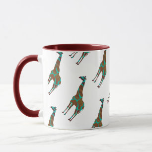 Giraffe Brown en Blauwgroen print Mok