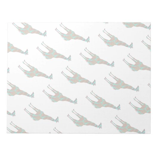 Giraffe Brown en Blauwgroen print Notitieblok (Voorkant)