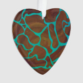 Giraffe Brown en Blauwgroen print Ornament (voorkant)