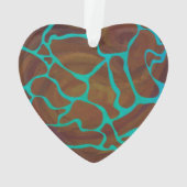 Giraffe Brown en Blauwgroen print Ornament (achterkant)