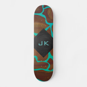 Giraffe Brown en Blauwgroen print Skateboard