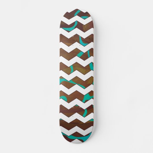 Giraffe Brown en Blauwgroen print Skateboard (Voorkant)